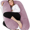 Picture of Chilling Home Pregnancy Pillow, U Shape Pregnancy Pillows for Sleeping, 55in Body Pillow for Sleeping, Body Pillows for Adults, Maternity Pillow, Velvet Removable Cover, Pink