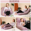 Picture of Chilling Home Pregnancy Pillow, U Shape Pregnancy Pillows for Sleeping, 55in Body Pillow for Sleeping, Body Pillows for Adults, Maternity Pillow, Velvet Removable Cover, Pink