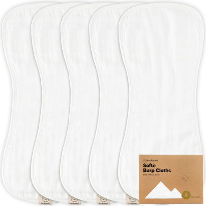 Picture of 5-Pack Muslin Burp Cloths for Baby Boys and Girls - Super Absorbent Baby Burp Cloth, Viscose Derived from Bamboo Cotton Baby Washcloths, Burp Rags, Large Neutral Burp Clothes for Newborn(Soft White)