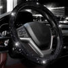 Picture of Valleycomfy Steering Wheel Cover for Women 15 1/2 inches-16 inches Bling Bling Crystal Diamond Sparkling for F150 F250 F350 Ram 4Runner Tacoma Tundra Range Rover (Black with Black Diamond)