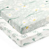 Picture of GRSSDER Stretchy Ultra Soft Jersey Knit Fitted Pack n Play Sheets Set 2 Pack, Universal Fitted Portable Pack and Play/Mini Cribs Sheets for Girls, Stylish Watercolor Daisy Flower