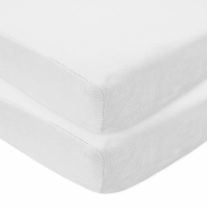 Picture of American Baby Company 2 Pack Heavenly Soft Chenille Fitted Crib Sheet 28" x 52", Warm and Cozy Neutral Chenille Sheet, White, for Boys and Girls, Fits Crib and Toddler Bed mattresses