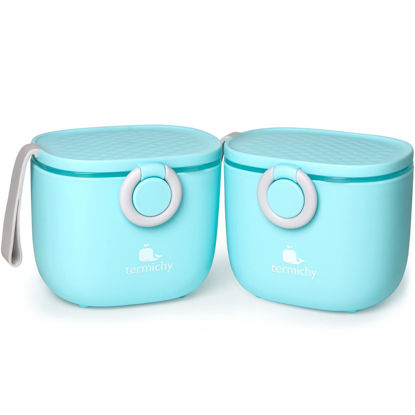 Picture of Termichy Baby Formula Dispenser, Portable Milk Powder Dispenser Container with Carry Handle and Scoop for Travel Outdoor Activities with Baby Infant, 8.8OZ, 0.55LB, 250g (Blue-2pack)