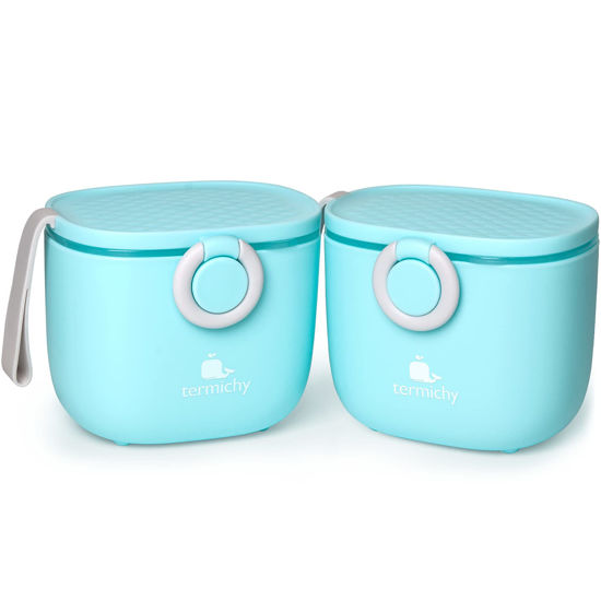 Picture of Termichy Baby Formula Dispenser, Portable Milk Powder Dispenser Container with Carry Handle and Scoop for Travel Outdoor Activities with Baby Infant, 8.8OZ, 0.55LB, 250g (Blue-2pack)