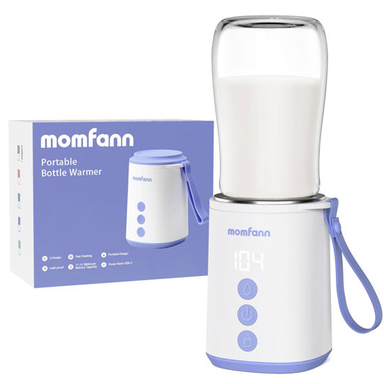 Picture of MOMFANN Portable Bottle Warmer, Travel Baby Bottle Warmer for Breastmilk On The Go, Leak-Proof, 2 Modes Fast Heating for Philips Avent, Dr. Brown, Lansinoh, Medela, Tommee Tippee, Comotomo