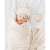 Picture of Baby Swaddle Receiving Blankets with Matching Beanie Set Newborn Nursery Swaddle Wrap for Baby Girls and Boys (Apricot)