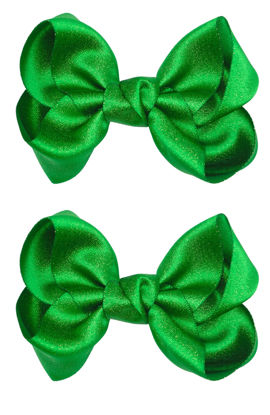 Picture of ZOONAI 3 Inch Baby Girl Hair Bows Clips Hairpin Headwear Little Teen Toddler Girls Kids Teens Toddlers Hair Accessories - Set of 2 (Grass Green)
