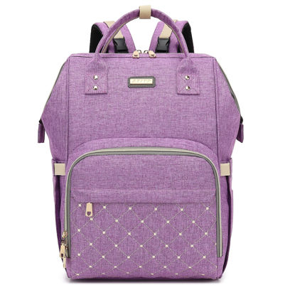 Picture of Diaper Bag Backpack, Diaper Bags For Baby Girls Boys, Baby Bags For Moms Dads, Baby Nappy Changing Bag With Insulated Pockets,Multi-Functional Waterproof Backpack With Stroller Straps-Purple