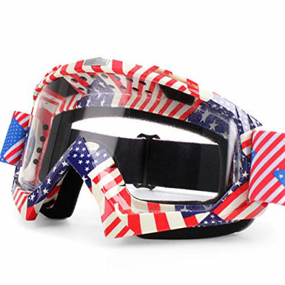Picture of BATFOX ATV Goggles Dirt bike Motocross Riding Motorcycle Glasses Goggles Interchangeable Lenses for Men Women Youth Fit Over Glasses Detachable Nose Guard (Blue)