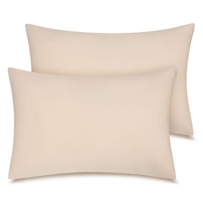 Picture of Zenssia Organic Cotton Toddler Pillowcase/Travel Pillowcase Pack of 2 Set 13x18 Inches with Envelope Closure - Soft & Breathable Baby Pillow Case Cover Solid Taupe