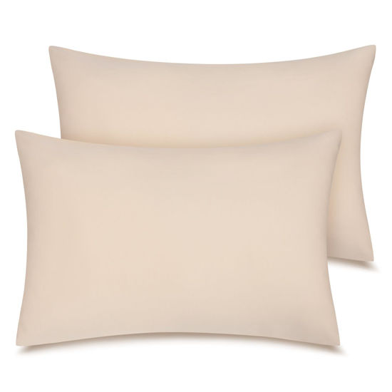 Picture of Zenssia Organic Cotton Toddler Pillowcase/Travel Pillowcase Pack of 2 Set 13x18 Inches with Envelope Closure - Soft & Breathable Baby Pillow Case Cover Solid Taupe