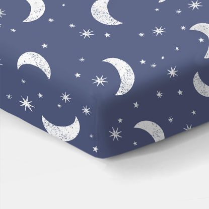 Picture of 100% Organic Cotton Fitted Sheets for Standard Crib and Toddler Mattresses/Pads 28” x 52” and up to 6” Thick. Boys and Girls. Fits, Dream On Me, Lullaby, Safety 1st, Newton, and Other Brands. Boy