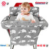 Picture of Soft Pillow Attached 2-in-1 Shopping Cart and High Chair Cover for Baby, Cotton Padded Cart Cover, Fold'n Roll Style, Portable with Carry Bag (Gray Elephant)