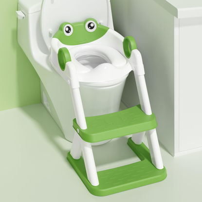 Picture of Rabb 1st Frog Potty Training Seat, Upgrade Toddler Toilet Seat for Kids Boys Girls, 2 in 1 Potty Training Toilet for Kids, Splash Guard Anti-Slip Pad Step Stool
