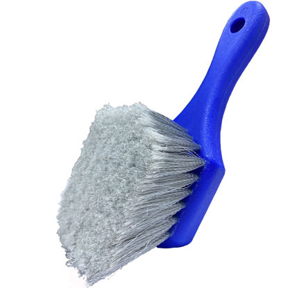 Picture of LUCKLYJONE Wheel & Tire Brush for Car Rim, Soft Bristle Car Wash Brush, Cleans Tires & Releases Dirt and Road Grime, Short Handle for Easy Scrubbing Blue