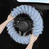 Picture of HighnessHwoo Fuzzy Winter Steering Wheel Covers for Women, Warm Cute Fluffy Car Wheel Cover for F150, Trucks, Jeep, Van, Soft Furry Auto Plush Large Car Handle Cover for Cold Weather, 15-16in, Blue