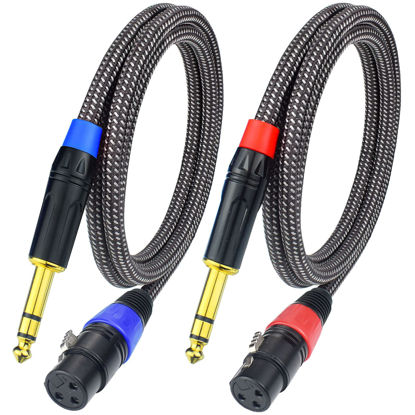Picture of Ihurllu Balanced 1/4" TRS to XLR Female Microphone Cable, 3.3Feet 6.35mm Quarter Inch to 3pin XLR Female Stereo Interconnect Cable, Heavy Duty Nylon Braided, Gold Plated, for Mixer, Speaker -2Pack