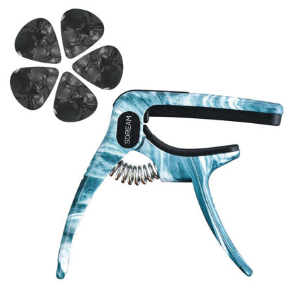Picture of Guitar Capo Ocean Slik Printing Craft - Heavy-Duty for Acoustic and Electric Guitars, Includes 5 Picks, Multi-Purpose Clip/Clamp/Accessory for Classical, Ukulele, Mandolin, and Banjo