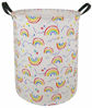 Picture of HUAYEE 19.7 Inches Large Laundry Basket Waterproof Round Cotton Linen Collapsible Storage bin with Handles for Hamper Kids Room,Toy Storage (Rainbow)