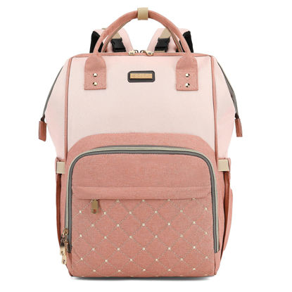 Picture of Diaper Bag Backpack, Diaper Bags For Baby Girls Boys, Baby Bags For Moms Dads, Baby Nappy Changing Bag With Insulated Pockets,Multi-Functional Waterproof Backpack With Stroller Straps -Pink light pink