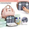 Picture of Diaper Bag Backpack, Diaper Bags For Baby Girls Boys, Baby Bags For Moms Dads, Baby Nappy Changing Bag With Insulated Pockets,Multi-Functional Waterproof Backpack With Stroller Straps -Pink light pink