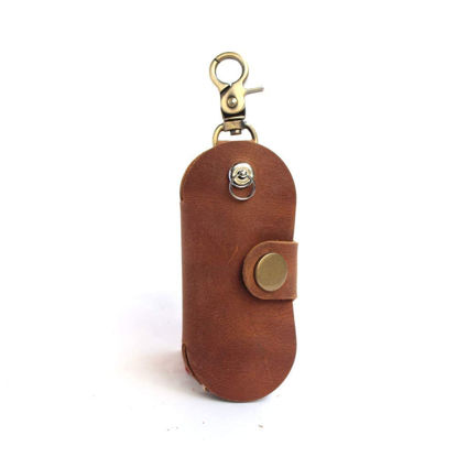 Picture of Upgraded Version of Simple Multifunctional Leather Key Organizer Door Key Car Key Case Handcrafted Key Holder with Keyring