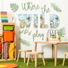 Picture of 27.95x21.65 Inches Watercolor Wild Jungle Animal Wall Decals Forest Animal Wall Stickers Removable Tiger Elephant Giraffe Wall Decals Decor for Baby's Nursery Playroom Bedroom Classroom Wall Decor