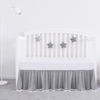 Picture of Crib Bed Skirt Grey Pleated with White Lovely Pompoms, Bedding Dust Ruffle for Baby Boys, 14" Drop, Fit All Standard Crib Bed, Machine Wahable Crib Skirt
