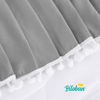 Picture of Crib Bed Skirt Grey Pleated with White Lovely Pompoms, Bedding Dust Ruffle for Baby Boys, 14" Drop, Fit All Standard Crib Bed, Machine Wahable Crib Skirt