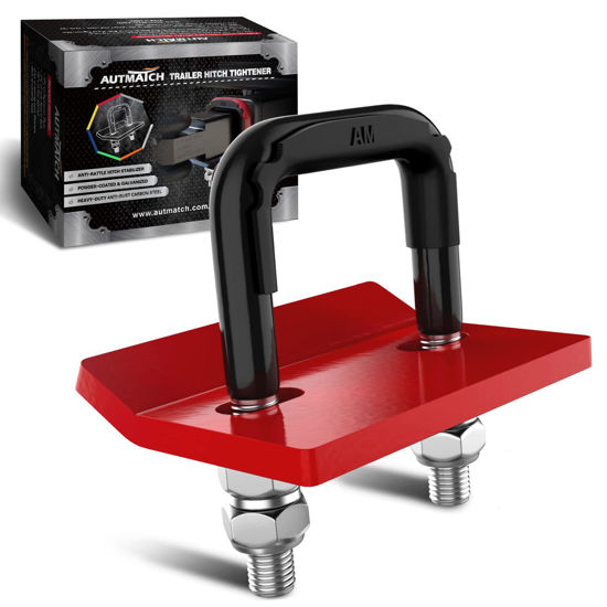 Picture of AUTMATCH Hitch Tightener Anti-Rattle Clamp, Heavy Duty Hitch Stabilizer for 1.25" and 2" Trailer Hitches, Rubber Isolator and Anti-Rust Double Coating Protective, Black & Red