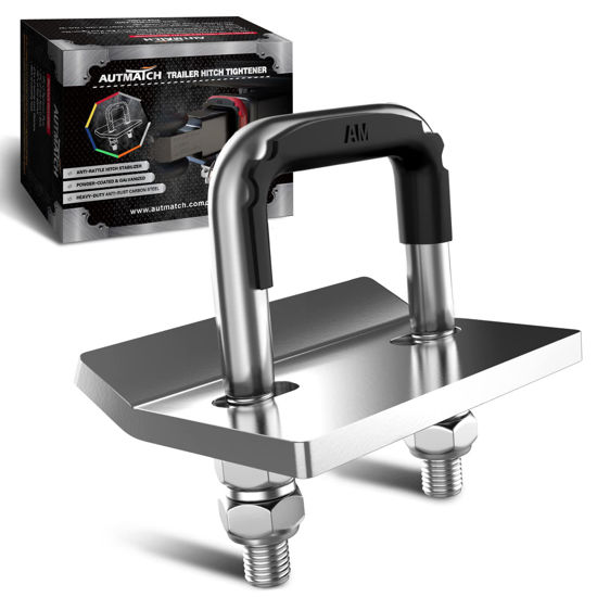 Picture of AUTMATCH Hitch Tightener Anti-Rattle Clamp, Heavy Duty Hitch Stabilizer for 1.25" and 2" Trailer Hitches, Rubber Isolator and Anti-Rust Double Coating Protective, Silver