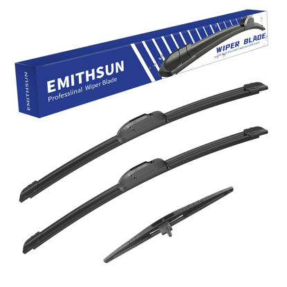 Picture of EMITHSUN® Windshield Wiper Blades Replacement for Honda Pilot 2009-2015,That Meet OEM Quality Front Rear Wipers Blade Set for My Car -22"+21"+14"(Set of 3)