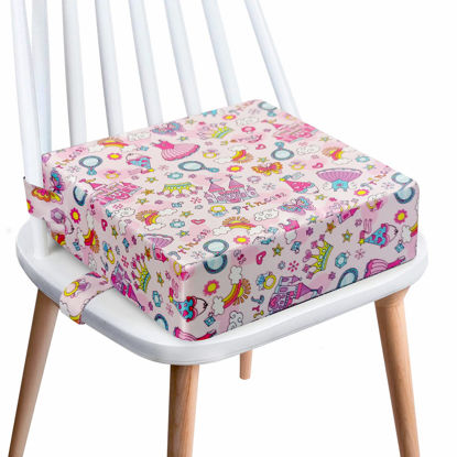 Picture of Toddler Booster Seat for Dining Table,4 Inches Washable Double Safer Straps Non-Slip Bottom Booster Seat for Kids, Portable Travel High Density Sponge Detachable Increasing Cushion for Child...