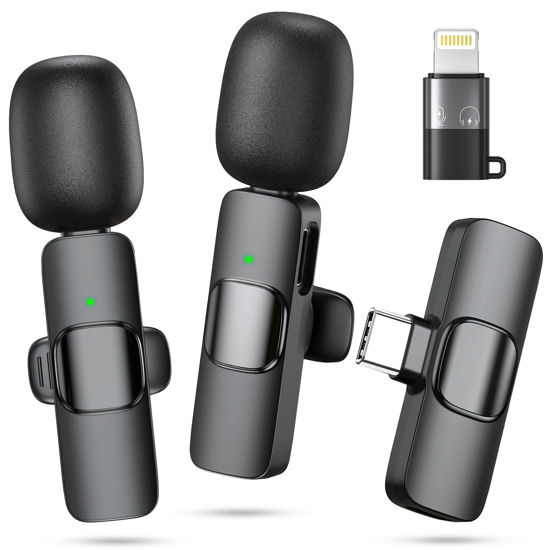 Picture of Wireless Microphone for iPhone, Android Phone, Laptop, CDMVAB 2 Pack Lavalier Microphone for Video Recording, Mini Mics with Noise Reduction for Podcast YouTube TikTok Vlog