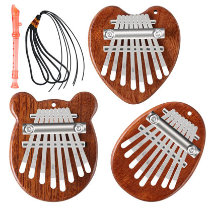 Picture of EASTROCK 8 Key Mini Kalimba, Finger Thumb Piano with Accessory Pendant Gift, Exquisite Finger Piano Ornaments Christmas Gift for Kid Adult Beginners 3Packs