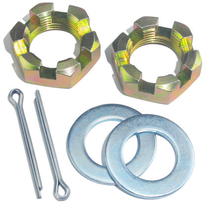 Picture of GREPSPUD 2Sets 1'' Trailer Axle Nut Kits 1'' Thread Spindle Castle Nuts Set with 1" I.D. Washers & 2.3'' Long Cotter Pins, Trailer Nut Kit for 1'' Shaft Spindle