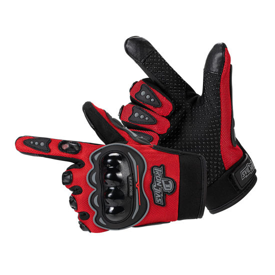 Picture of IRON JIA'S Motorcycle Gloves for Men and Women - Motorbike Powersports Racing Gloves with Hard Knuckle Touchscreen for BMX ATV MTB Riding