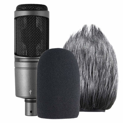 Picture of AT2020 Pop Filter Windscreen - Furry Windscreen/Fur Foam Wind Cover for Audio Technica Microphone AT2020+ AT2035 AT4040 by YOUSHARES