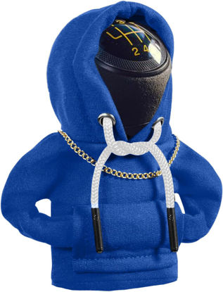 Picture of Car Shift Knob Hoodie, Funny Gear Shift Knob Shirt Sweater, Winter Warm Shift Knob Cover Sweater Shirt, Automotive Interior Novelty Accessories Decorations, Universal Fit Knob Cover Gift (Blue)