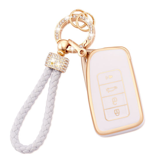 Picture of EKALA for Lexus Key Fob Cover Soft TPU Full Protection Smart Car Key Protector with Key Fob Keychain Fit for Lexus RX is ES GS LS NX RS GX LX RC LC 2 3 4 Buttons Remote Start Key Fob Case(LXS)
