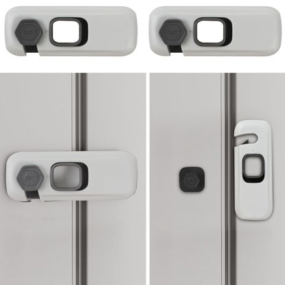 Picture of 2Pack Child Proof Refrigerator Lock,Fridge Locks for Kids with Sticky Adhesive Pads,Baby Safety Locks for Fridges, Cabinets, Drawers, Double Doors and More (2 Pack)