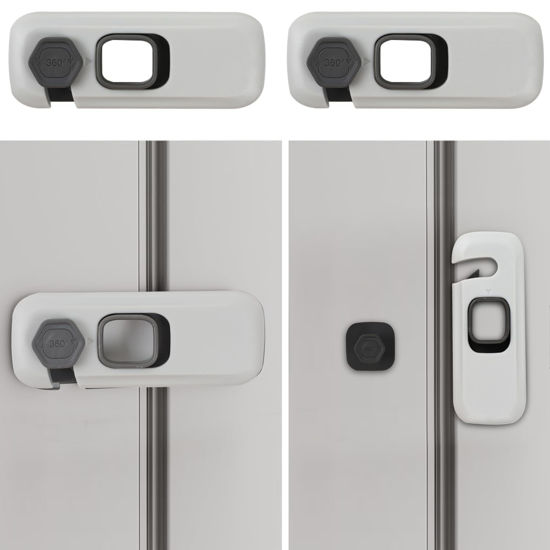 Picture of 2Pack Child Proof Refrigerator Lock,Fridge Locks for Kids with Sticky Adhesive Pads,Baby Safety Locks for Fridges, Cabinets, Drawers, Double Doors and More (2 Pack)