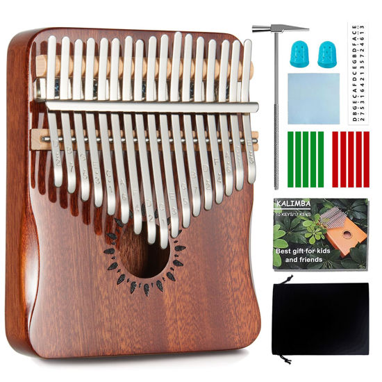 Picture of AARVI Kalimba Thumb Piano 17 Keys, Portable Mbira Finger Piano Gifts for Kids and Adults Beginners (brown)