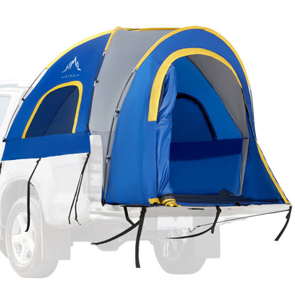 Picture of GoHimal Pickup Truck Tent, Waterproof PU2000mm Double Layer for 6.5 FT Truck Bed, Portable Truck Bed Tent for Camping, Blue