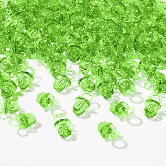 Picture of XINHUIDALSQ 150 Mini Acrylic Pacifiers for Baby Shower Girl Game, 0.86 Inch Bulk Chupones para Gender Reveal Party Favors Table Decoration (Green)