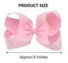 Picture of DEEKA 2 PCS 6" Big Hand-made Grosgrain Ribbon Solid Color Hair Bows Alligator Clips Hair Accessories for Little Teen Toddler Girls Kids Set of 2 -Light Pink