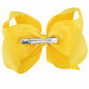 Picture of DEEKA 2 PCS 6" Big Hand-made Grosgrain Ribbon Solid Color Hair Bows Alligator Clips Hair Accessories for Little Teen Toddler Girls Kids Set of 2 -Yellow