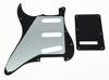 Picture of KAISH 11 Hole ST/Strat Style Pickguard SSS Pick Guard with ST Back Plate Tremolo Trem Cover for USA/Mexico Stratocaster/Strat Black 1 Ply