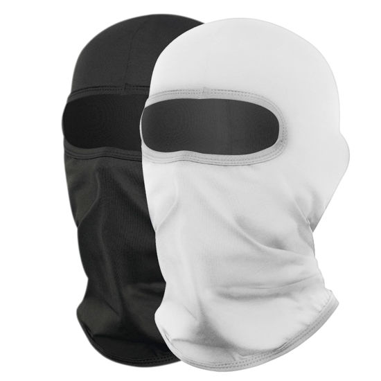 Picture of YESLIFE 2 Pieces Ski Mask, Balaclava Face Mask for Men and Women - Skiing, Snowboarding, Motorcycle, UV Protection & Wind Protection (Off-White+Black)