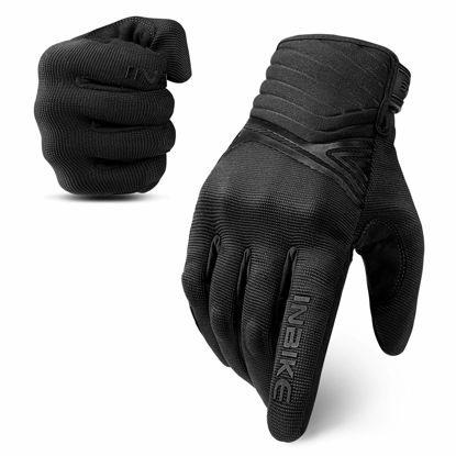 Picture of INBIKE Breathable Mesh Motorcycle Gloves Touchscreen with TPR Palm Pad Hard Knuckles Black Large